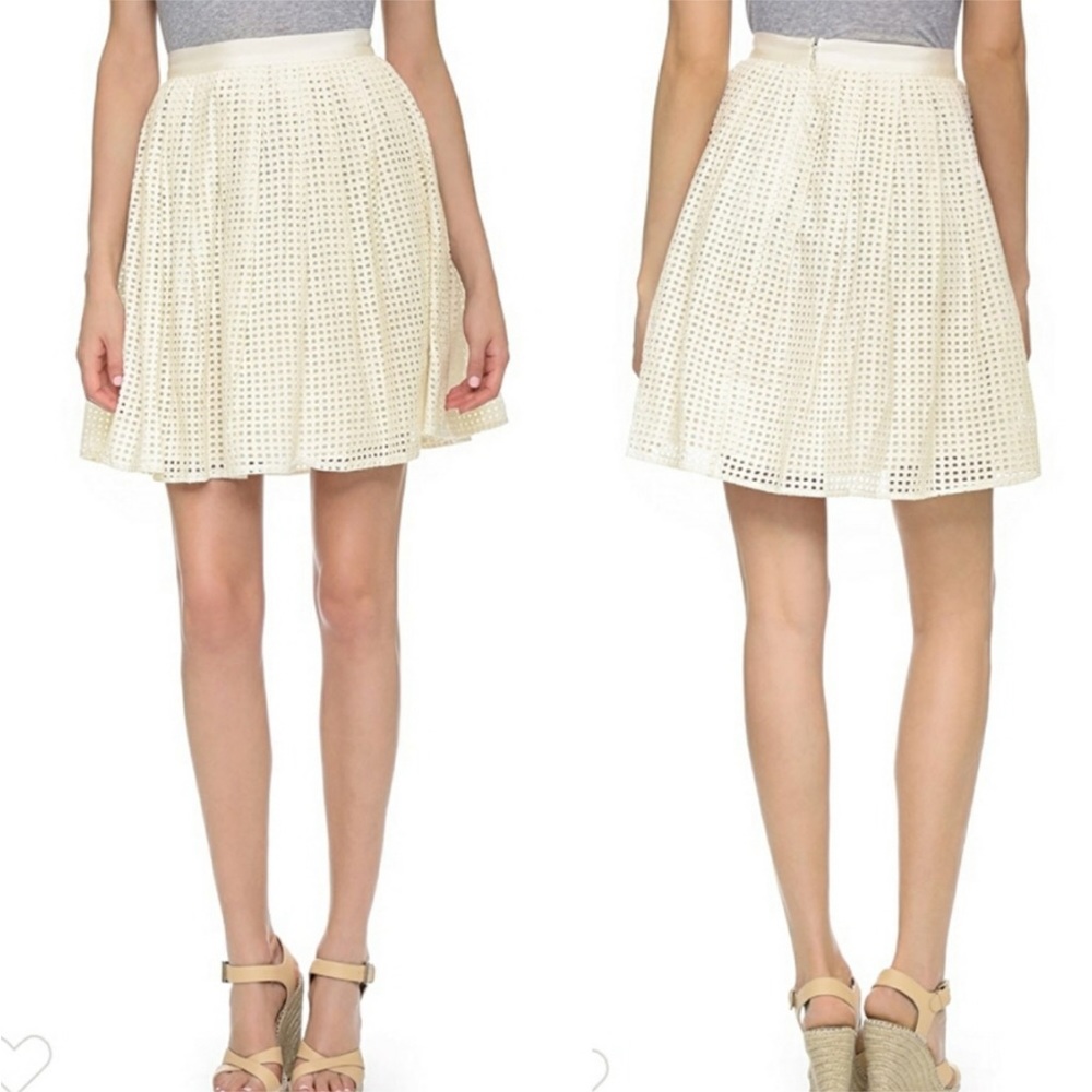 Joie cream skirt flare womens Lissome Pleated Eyelet A-Line Skirt - Picture 4 of 5
